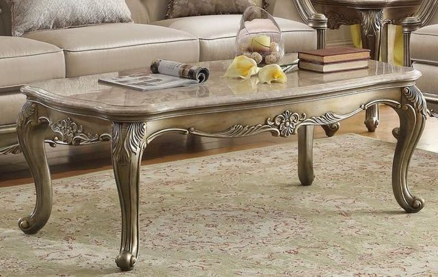 Mazin Furniture Florentina Goldstones Cocktail Table with Marble Top -1