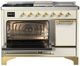 Ilve® Majestic III 48" Antique White Pro Style Dual Fuel Liquid Propane Range with 5 Black Brass Burners and Brass Trim-2
