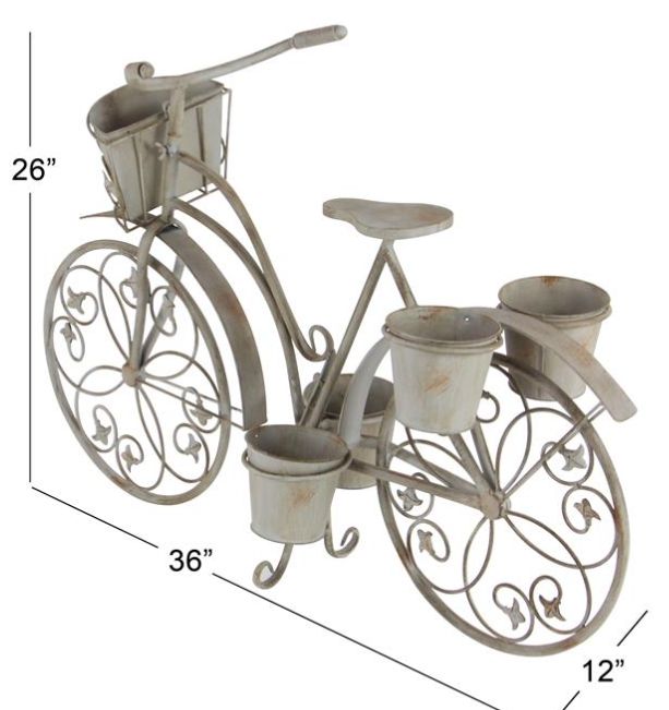 Deco Marche Distressed Gray Bike Plantstand-3