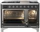Ilve® Majestic III 48" Graphite Matte Pro Style Dual Fuel Natural Gas Range with Solid Door and Chrome Trim-1