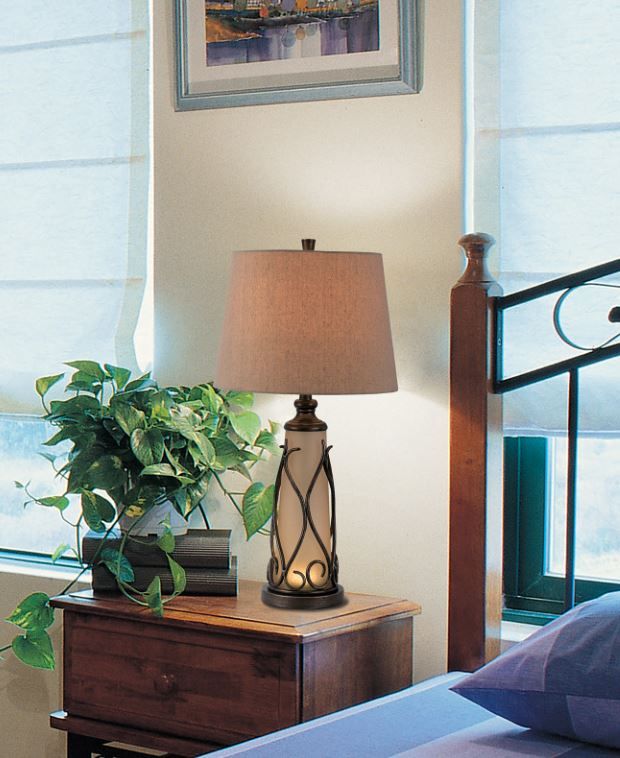 Cal® Lighting & Accessories Taylor Iron/Light Brown Table Lamp-1