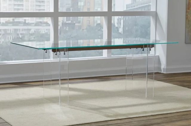 Modus Furniture Crossroads 2.0 Moorea Clear/Bronze Double Pedestal Rectangular Dining Table-1