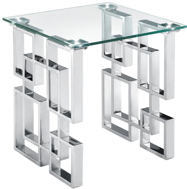 Meridian Furniture Alexis Glass Top End Table with Chrome Base-0