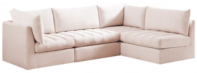 Meridian Furniture Jacob 4-Piece Pink Velvet Modular Sectional Set-0