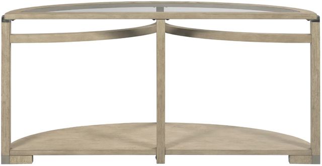 Hammary® Solstice Glass Top Demilune Sofa Table with Soft Beige Base-3