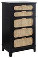 A & B Home Moskal Black Tall Chest with Five Rattan Drawers-0