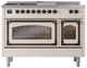 Ilve® Nostalgie II Noblesse 48'' Antique White Pro Style Dual Fuel Range with Burnished Trim-1