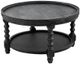 A & B Home Hilton Head Black Wooden Coffee Table with Rattan Shelves-0