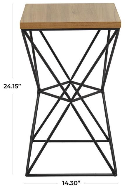 Deco Marche Brown Square Side Table with Black Base-2