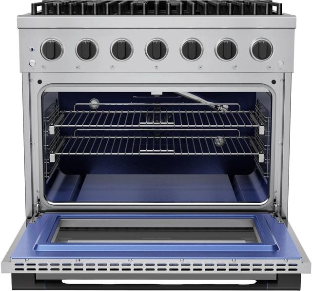 Hauslane HausPro Range 36" Stainless Steel Pro-Style Gas Range with Matte Black Knobs-2