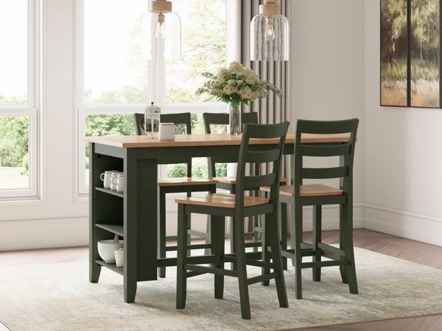 Signature Design by Ashley® Gesthaven 5-Piece Natural/Green Counter Height Dining Table Set-3