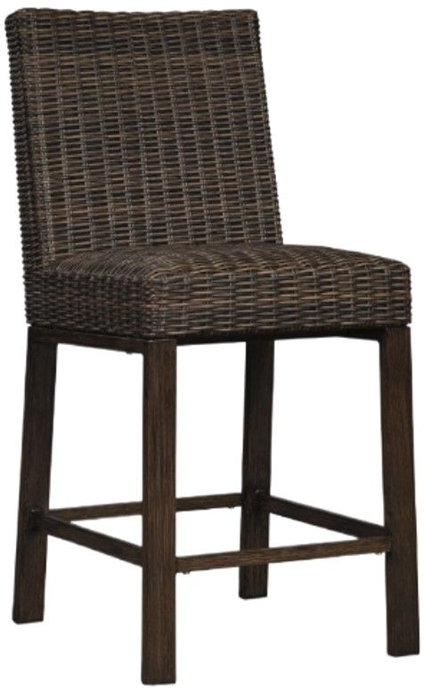 Signature Design by Ashley® Paradise Trail 5-Piece Medium Brown Outdoor Aluminum/Resin Wicker Counter Dining Table Set-2