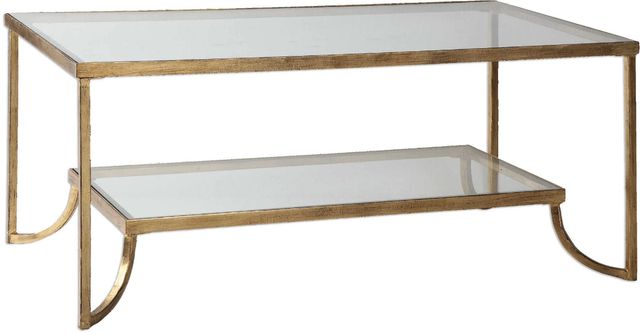 Uttermost® Katina Glass Top Coffee Table with Antique Gold Frame-0