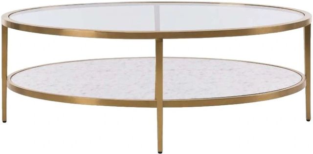 Decor-Rest® Furniture LTD Belair Glass Top Coffee Table with Brass Base-1