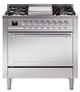 Ilve® Nostalgie II Noblesse 36'' Stainless Steel Pro Style Dual Fuel Range with Chrome Trim-0