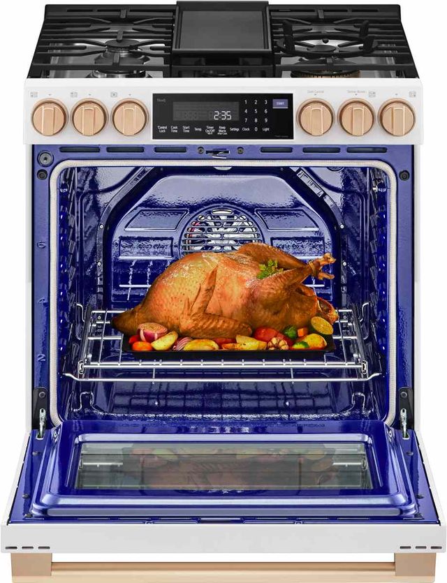 LG Studio 30" Essence White Slide In Gas Range -1