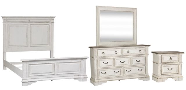 Liberty Furniture Abbey Park 4-Piece Antique White/Weathered Brown Queen Bedroom Set | Dewey Furniture | Vermilion, OH Liberty Furniture Abbey Park 4-Piece Antique White/Weathered Brown Queen Bedroom Set | Dewey Furniture | Vermilion, OH