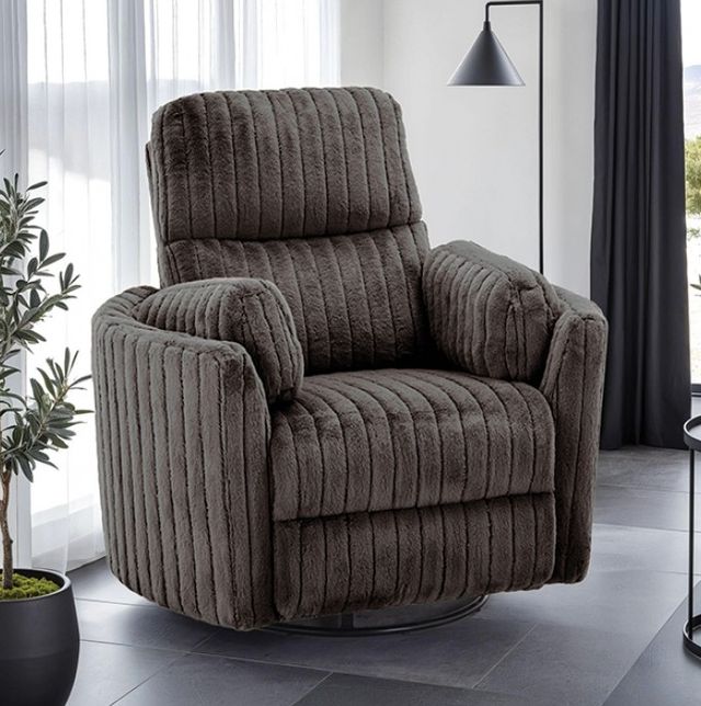 Furniture of America® Belper Chocolate Brown Power Glider Recliner with Swivel-1