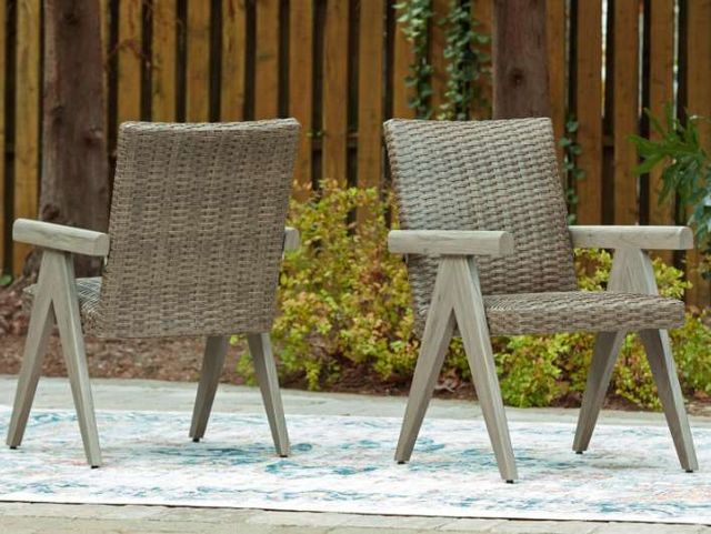 Signature Design by Ashley® Carisbo 2-Piece Beige Aluminum/Wicker Outdoor Arm Chair-1