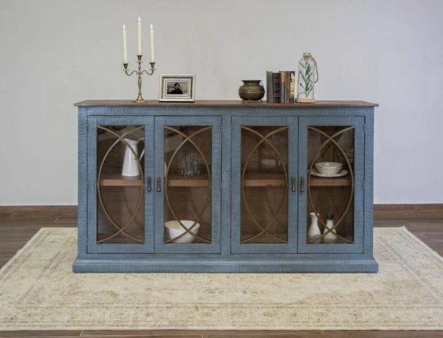 International Furniture Direct Marlin Blue/Brown Console-1
