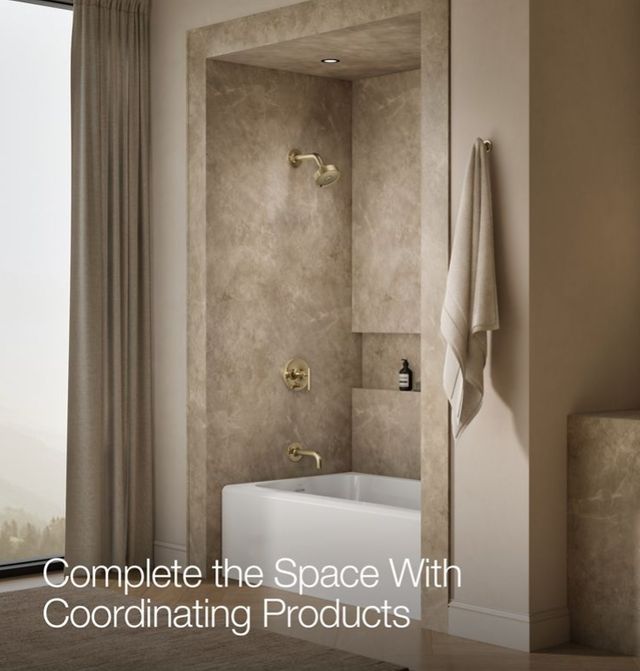 KOHLER® Purist® Rite-Temp® Vibrant French Gold .38" Bath and Shower Trim Kit with Push-Button Diverter and Lever Handle-4