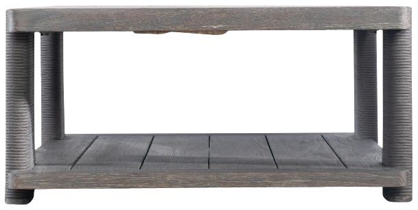 Bernhardt Andros Bernhardt Exteriors Smoked Truffle Rope/Wooden Outdoor Cocktail Table with Oxford Brown Base-3