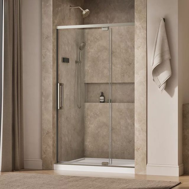 KOHLER Statement™ Anodized Brushed Nickel 76" x 42" - 48" Pivot Shower Door-1