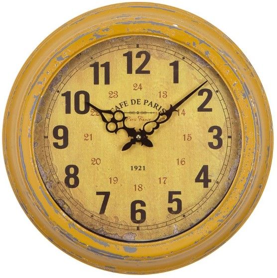 YHD Yellow Circular Iron Wall Clock-0