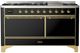 Ilve® Majestic III 60" Glossy Black Pro Style Dual Fuel Liquid Propane Range with Solid Door and Brass Trim-0