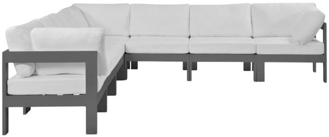 Meridian Furniture Nizuc 7-Piece Dark Gray/White Aluminum/Fabric 120" Outdoor Patio Modular Sectional-1