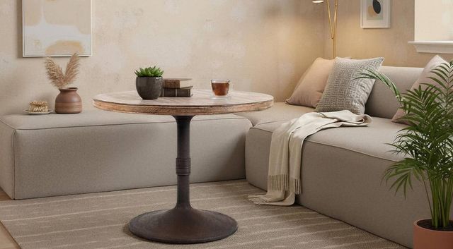 Nest Home Collections Sadie Antique Natural 48" Counter Table with Iron Base-1