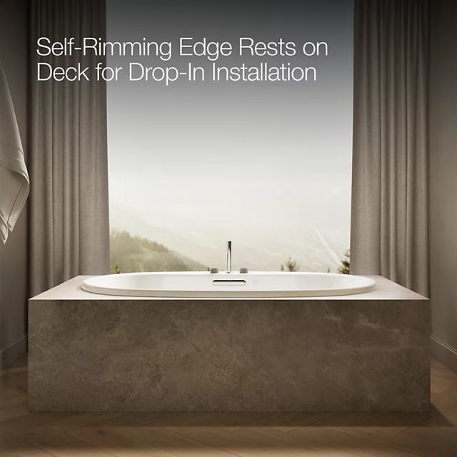 Kohler® Underscore® Biscuit 72" x 42" Drop-In Heated Whirlpool Bath-3