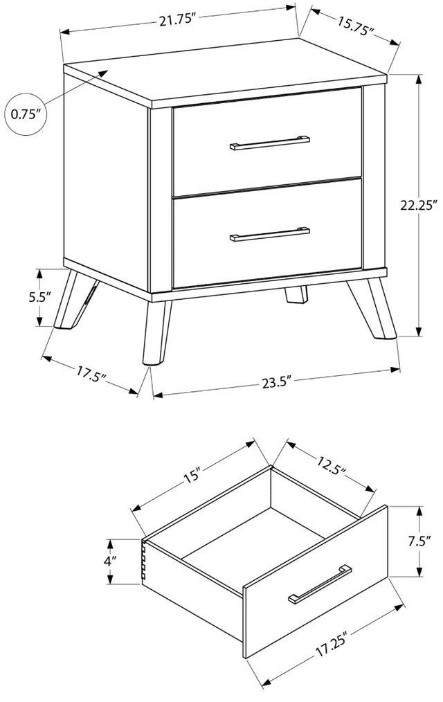 Monarch Specialties Inc. Light Oak/Rustic Oak Nightstand-2
