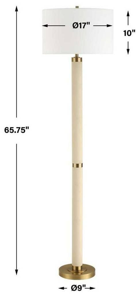 Uttermost® Wessex White Floor Lamp with Antique Brushed Brass Accent-2