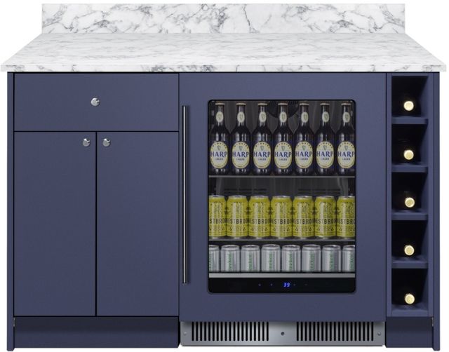 Summit® TurnKey Mesa 54" Midnight Navy Dry Bar with 3.5 Cu. Ft. Built-In Beverage Center-1