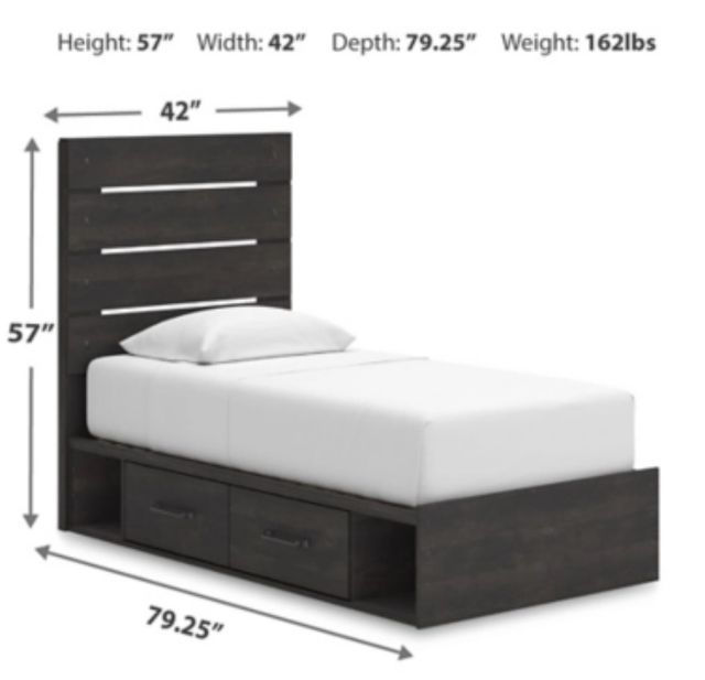 Signature Design by Ashley® Delmorta Dark Gray Youth Twin Storage Panel Bed-2
