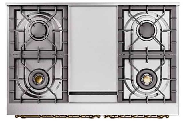 Ilve® Nostalgie II Noblesse 40'' Custom RAL Color Pro Style Dual Fuel Range with Brass Trim-2