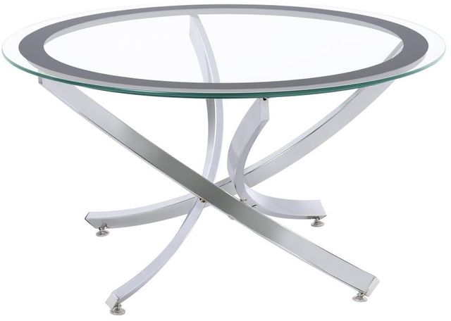 Coaster® Brooke 3-Piece Tempered Glass Top Occasional Table with Chrome Base Set-1