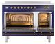 Ilve® Nostalgie II Noblesse 48'' Midnight Blue Pro Style Induction Range with Brass Trim-2