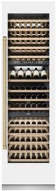 ZLINE Autograph Edition 24" 12.4 Cu. Ft. Triple Zone 100 Bottle Column Wine Cooler in White Matte and Champagne Bronze Accents-3