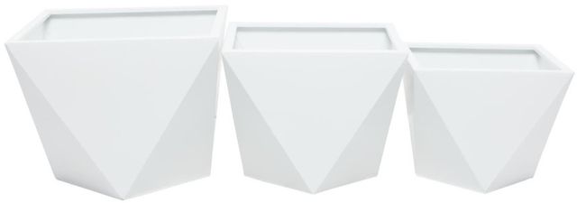 Deco Marche CosmoLiving by Cosmopolitan 3-Piece White Indoor Outdoor Planter-0