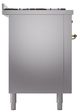 Ilve® Nostalgie II Noblesse 60'' Stainless Steel Pro Style Dual Fuel Range with Brass Trim-2