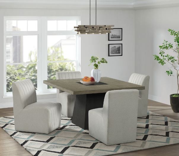 Elements International Jemma 5-Piece Beige/Espresso Dining Table Set-3