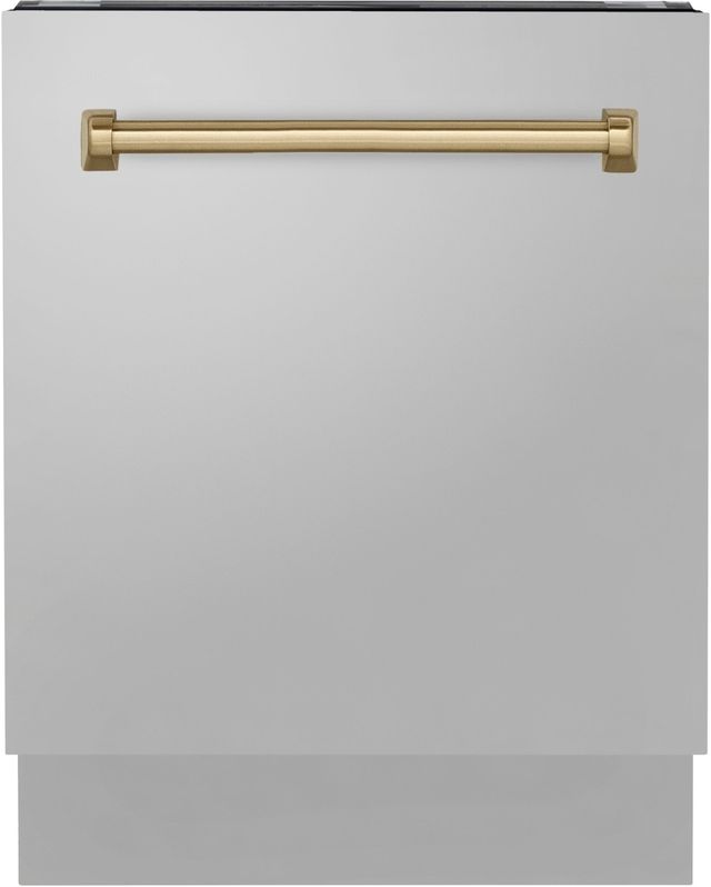 ZLINE Autograph Edition 24" Stainless Steel Built In Dishwasher with Champagne Bronze Handle-0