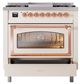 Ilve® Nostalgie II Noblesse 36'' Antique White Pro Style Dual Fuel Range with Copper Trim-3