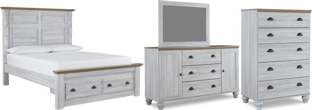 Signature Design by Ashley® Haven Bay 4-Piece Two-Tone Queen Panel Storage Bed Set-0