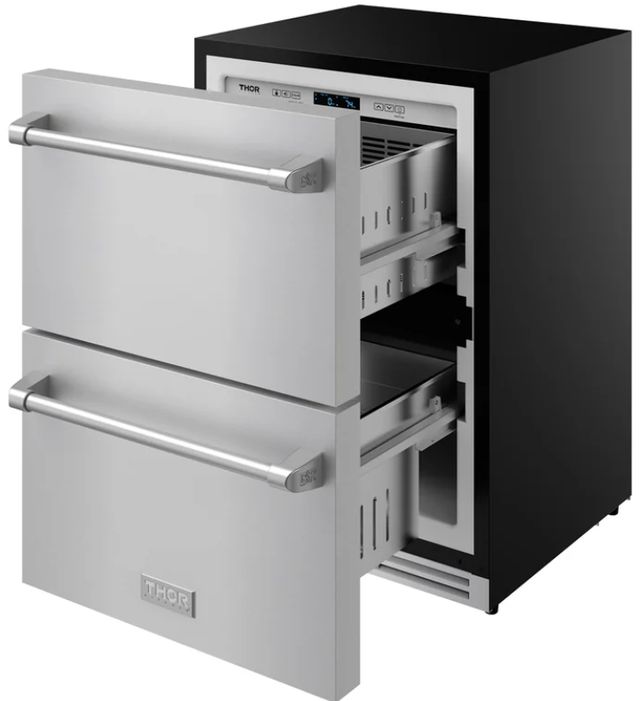 Thor Kitchen® Gordon Ramsay 24" 5.4 Cu. Ft. Stainless Steel Under-Counter Outdoor Freestanding Freezer Drawer-4