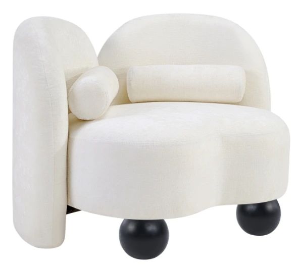Meridian Furniture Daphne Cream Chenille Fabric Accent Chair-0
