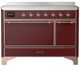 Ilve® Majestic III 48" Burgundy Pro Style Induction Range with Solid Door and Copper Trim-0