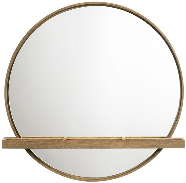 Coaster® Arini Sand Wash Round Vanity Wall Mirror with Shelf-1